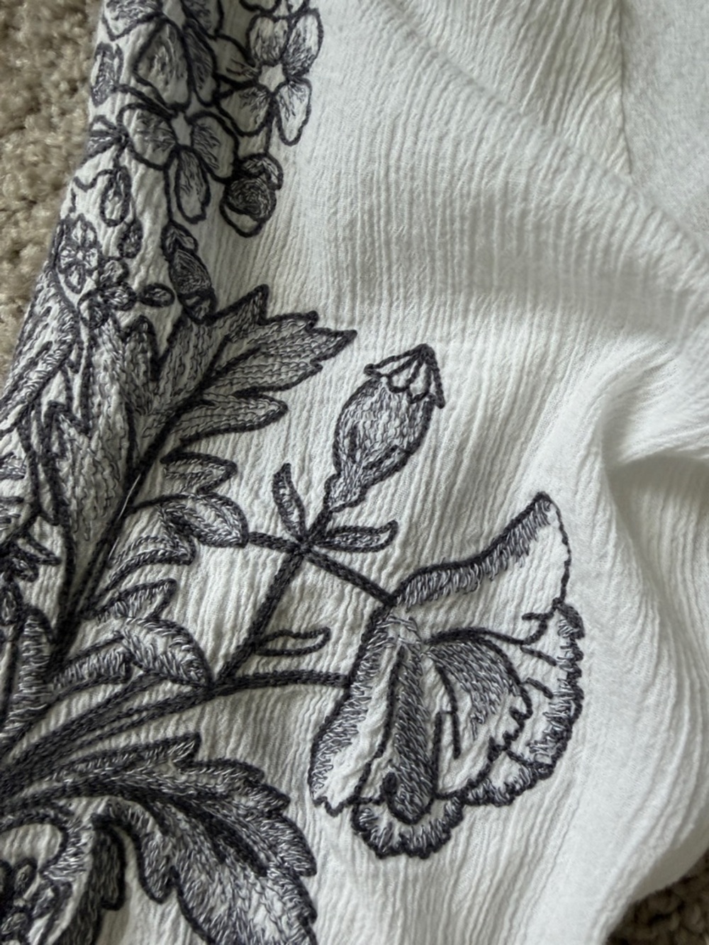 Pure Jill J.Jill Medium White Gauze Embroidered Sleeve Boho Top - Picture 8 of 11